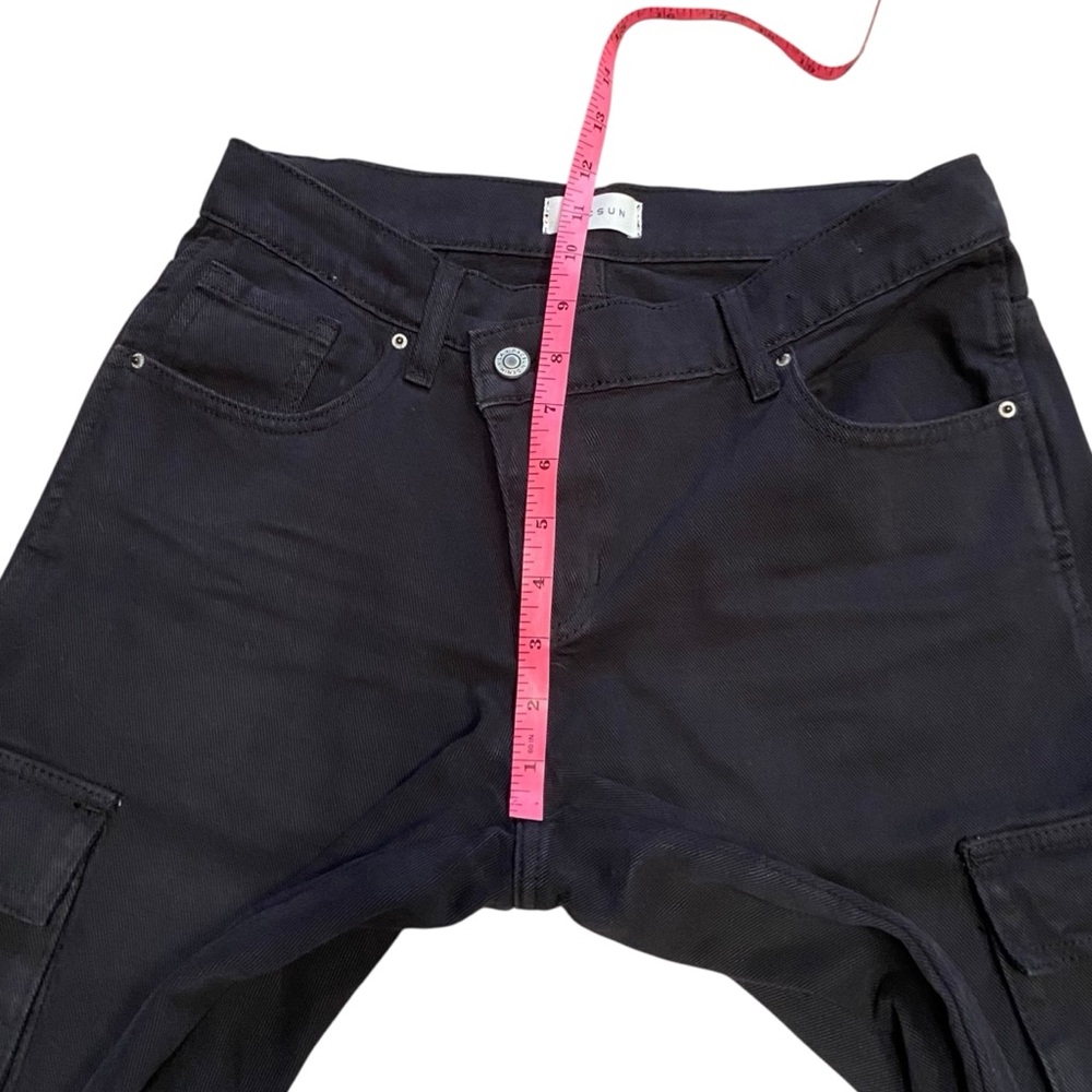 Pacsun Black Asymmetrical '90s Baggy Cargo Jeans Pants 26 Small Wide Leg - Picture 11 of 15